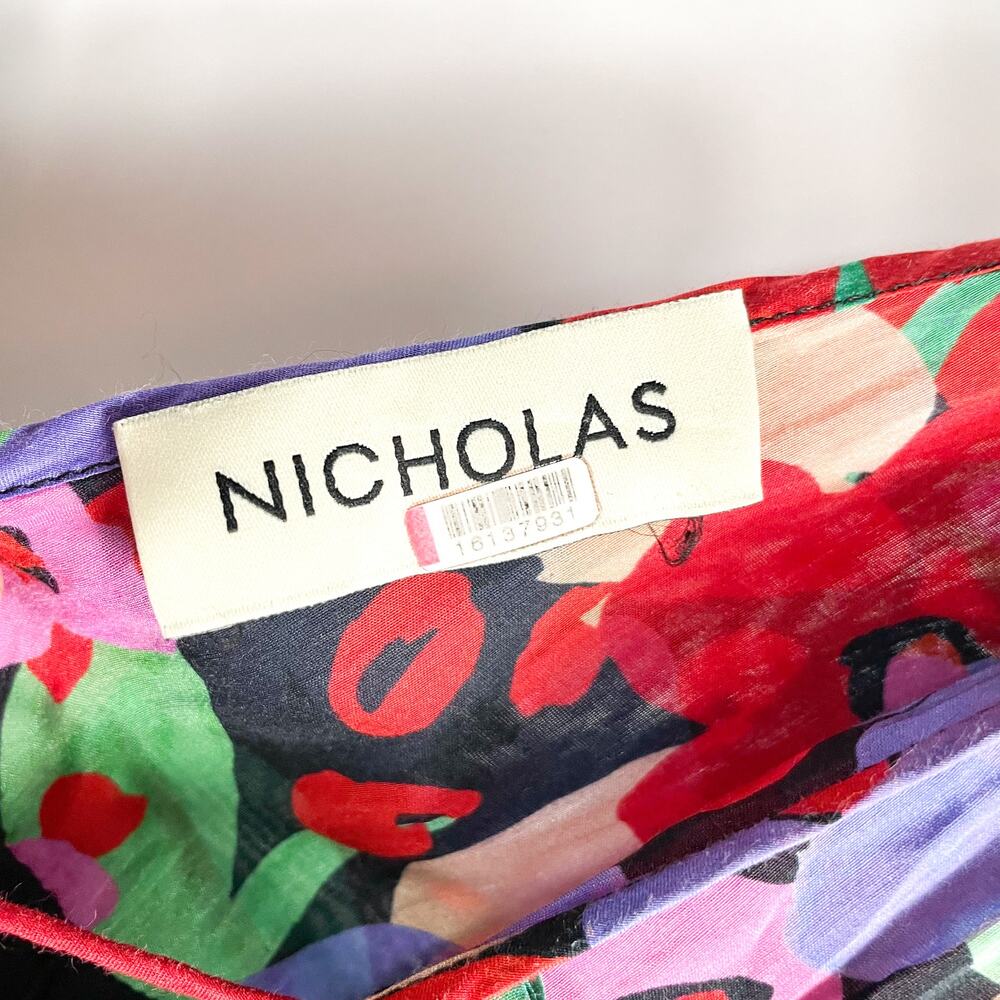 Nicholas Myla Floral Maxi Dress Silk Cotton Tiered Sleeveless Sz 0 - Picture 10 of 14